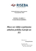 Research Papers 'Mazo un vidējo uzņēmumu atbalsta politika Latvijā un Eiropas Savienībā', 1.