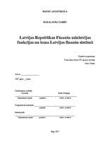 Term Papers 'Latvijas Republikas Finanšu ministrijas funkcijas un loma Latvijas finanšu sistē', 1.