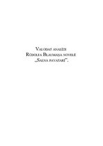 Research Papers 'Valodas analīze Rūdolfa Blaumaņa novelē "Salna pavasarī"', 1.