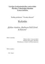 Research Papers 'Ķēdes viesnīcas "Radisson SAS"', 1.