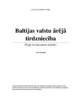 Research Papers 'Baltijas valstu ārējā tirdzniecība', 1.