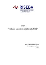 Essays 'Talantu fenomens uzņēmējdarbībā', 1.