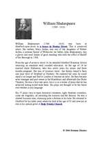 Summaries, Notes 'William Shakespeare', 1.