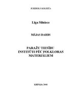 Research Papers 'Paražu tiesību institūti pēc folkloras materiāliem', 1.