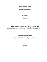Research Papers 'Rēzeknes Tehnoloģiju akadēmijas reputācijas un zīmola veidošanas plāns', 1.