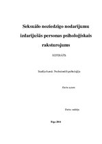 Research Papers 'Seksuālo noziedzīgo nodarījumu izdarījušās personas psiholoģiskais raksturojums', 1.