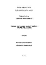 Research Papers 'Zīmola “Victoria's Secret” krīzes situācijas analīze', 1.