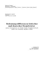 Research Papers 'Bedeutungsdifferenzen lettischer und deutscher Fremdwörter', 1.