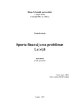Research Papers 'Sporta finansējuma problēmas Latvijā', 1.