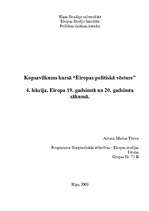 Research Papers 'Eiropa 19.gadsimtā un 20.gadsimta sākumā', 1.