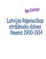 Research Papers 'Latvijas rūpniecības strādnieku dzīves līmenis no 1900. - 1914.gadam', 1.