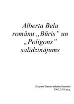 Research Papers 'Alberta Bela romānu "Būris" un "Poligons" salīdzinājums', 1.