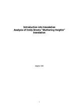 Research Papers 'Analysis of Emily Bronte “Wuthering Heights” Translation', 1.
