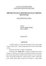 Research Papers 'Brīvprātīgais kā resurss sociālajā aprūpē', 1.