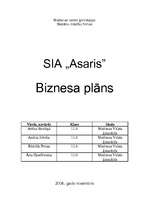 Business Plans 'SIA SMF "Asaris"', 1.