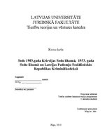Research Papers 'Sods 1903.gada Krievijas Sodu likumā, 1933.gada Sodu likumā un Latvijas Padomju ', 1.