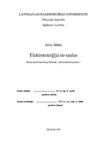 Research Papers 'Elektroenerģija no Saules', 1.