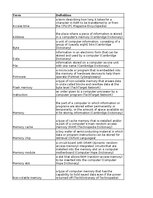 Summaries, Notes 'Discovering computers - memory - glossary', 7.