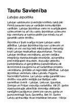 Essays 'Tautu Savienība, Latvijas ārpolitika', 1.