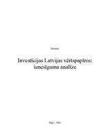 Research Papers 'Investīcijas Latvijas vērtspapīros: ienesīguma analīze', 1.