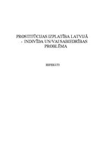 Research Papers 'Prostitūcijas izplatība Latvijā - indivīda un/vai sabiedrības problēma', 1.