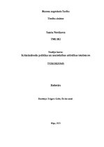 Research Papers 'Studiju kurss: Kriminālsodu politika un noziedzības attīstības tendences TERORIS', 1.