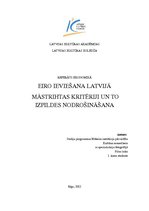 Research Papers 'Eiro ieviešana Latvijā, Māstrihtas kritēriji un to izpildes nodrošināšana', 1.
