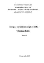 Research Papers 'Eiropas Savienības ārējā politika. Ukrainas krīze', 1.