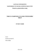 Research Papers 'Tirgus starpnieki, to loma vērtspapīru tirgū', 1.