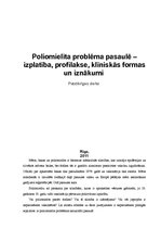 Research Papers 'Poliomielīta problēma pasaulē - izplatība, profilakse, klīniskās formas un iznāk', 1.