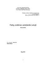 Research Papers 'Partiju sistēmas veidošanās Latvijā', 1.