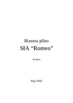 Business Plans 'Biznesa plāns SIA “Romeo”', 1.