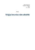 Essays 'Reliģijas loma mūsu valsts sabiedrībā', 1.