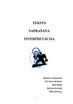 Research Papers 'Teksts, saprašana, interpretācija', 1.