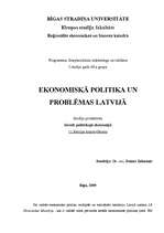 Summaries, Notes 'Ekonomiskā politika un problēmas Latvijā', 1.