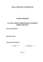 Research Papers 'Latvijas ārējās tirdzniecības intereses Āfrikas reģionā', 1.