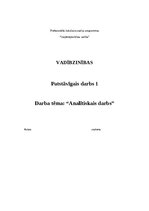 Summaries, Notes 'Analītiskais darbs vadībzinībās', 1.