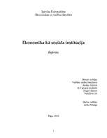Research Papers 'Ekonomika kā sociāla institūcija', 1.