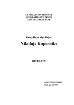 Research Papers 'Nikolajs Koperniks - ģeogrāfs un viņa idejas', 1.