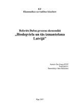 Research Papers 'Biodegviela un tās izmantošana Latvijā', 1.