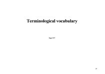 Summaries, Notes 'Terminological Vocabulary', 37.