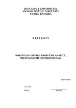 Research Papers 'Korupcija Latvijā: problēmu analīze, pretpasākumi un perspektīvas', 1.