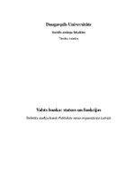 Research Papers 'Valsts banka: statuss un funkcijas', 1.