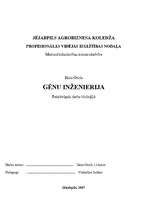Research Papers 'Gēnu inženierija', 1.