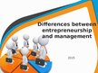 Presentations 'Differences between Entrepreneurship and Management', 1.