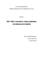 Research Papers 'ISO 14001 standarts vides problēmu risināšanas kontekstā', 1.