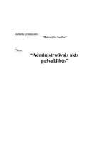 Research Papers 'Administratīvais akts pašvaldībās', 1.