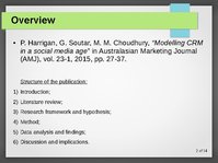 Presentations 'Modelling CRM in a Social Media Age', 2.