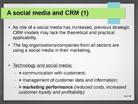 Presentations 'Modelling CRM in a Social Media Age', 4.