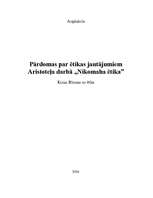 Research Papers 'Pārdomas par Aristoteļa darbu "Nikomaha ētika"', 1.